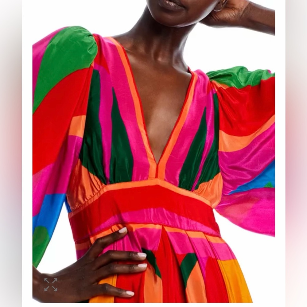 FARM Rio Colorful Leaves Midi Dress XS - Picture 3 of 15